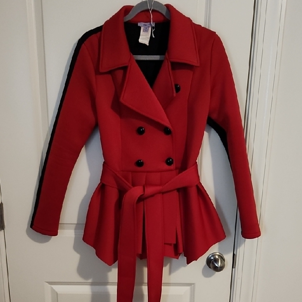 Vibrant Red Blazer with Double-Breasted Style